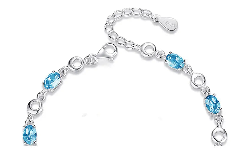 ZDADAN 925 prata esterlina safira charme pulseira corrente para mulheres moda jóias acessórios