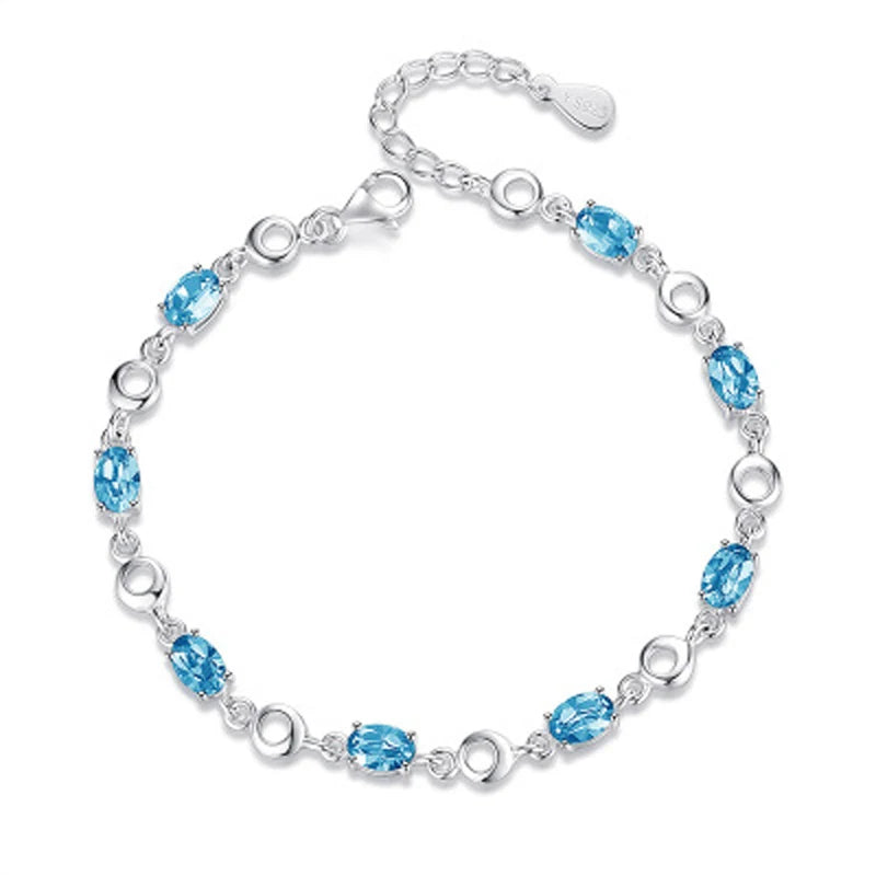 ZDADAN 925 prata esterlina safira charme pulseira corrente para mulheres moda jóias acessórios