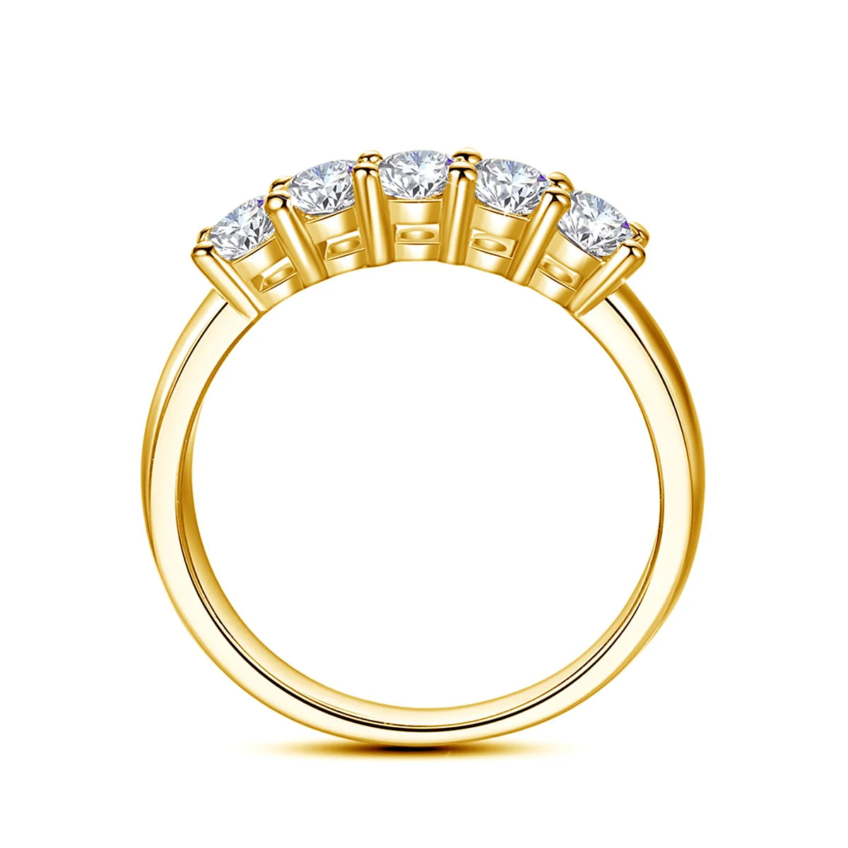 Com certficate original sólido 18k ouro moissanite anel para mulher 5 pedra au 750 jóias de luxo com carimbo presente de noivado tendência