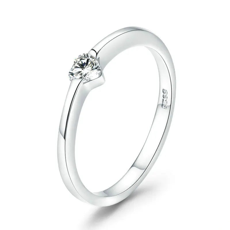 Bamoer simples clássico básico conjunto de anel de prata feminino 925 prata esterlina amor noivado jóias de casamento minimalista pequeno anel