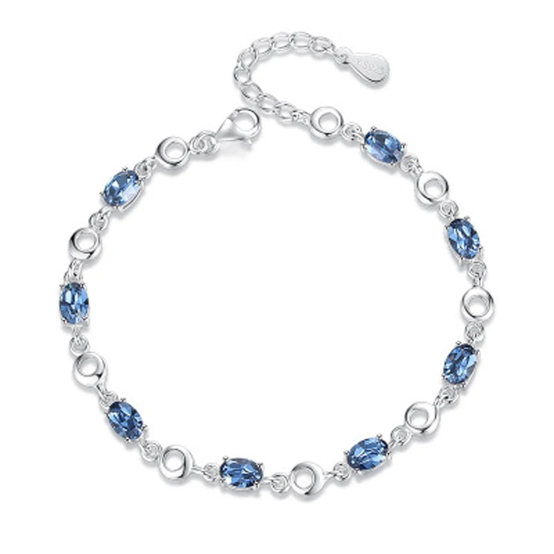 ZDADAN 925 prata esterlina safira charme pulseira corrente para mulheres moda jóias acessórios