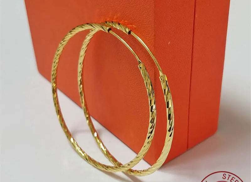 Senlissi - Brincos de argola femininos 18K AMARELO banhado a ouro 925 prata esterlina brincos de gota da moda C takoьги Kotyьца Kotyьц SL009