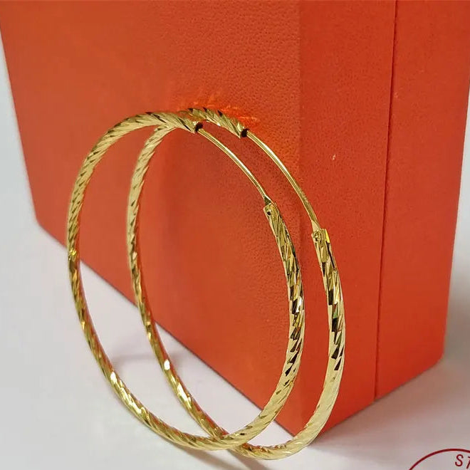 Senlissi - Brincos de argola femininos 18K AMARELO banhado a ouro 925 prata esterlina brincos de gota da moda C takoьги Kotyьца Kotyьц SL009