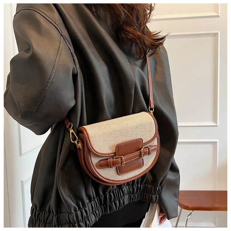 Novo design feminino lona pequena bolsa de ombro moda bolsas retro couro do plutônio feminino sela sacos Laides Cross Body Bags