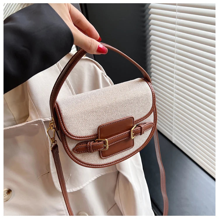 Novo design feminino lona pequena bolsa de ombro moda bolsas retro couro do plutônio feminino sela sacos Laides Cross Body Bags