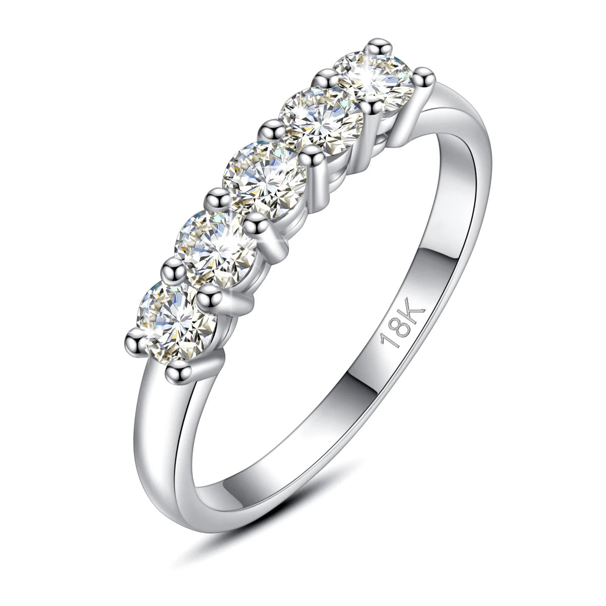 Com certficate original sólido 18k ouro moissanite anel para mulher 5 pedra au 750 jóias de luxo com carimbo presente de noivado tendência