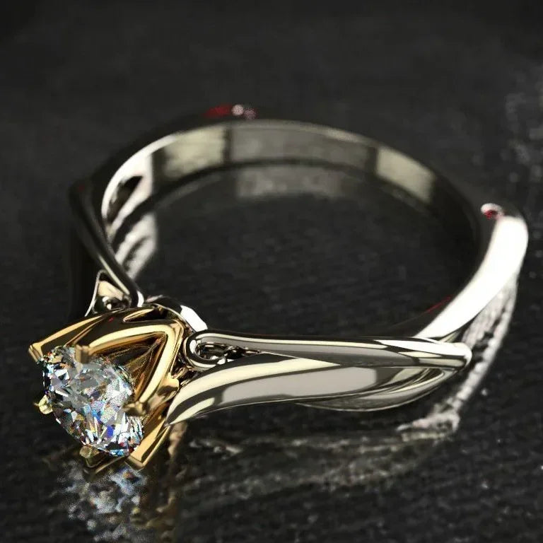 Anel Prata 925 com banho de ouro 18K Anel Prisma 925