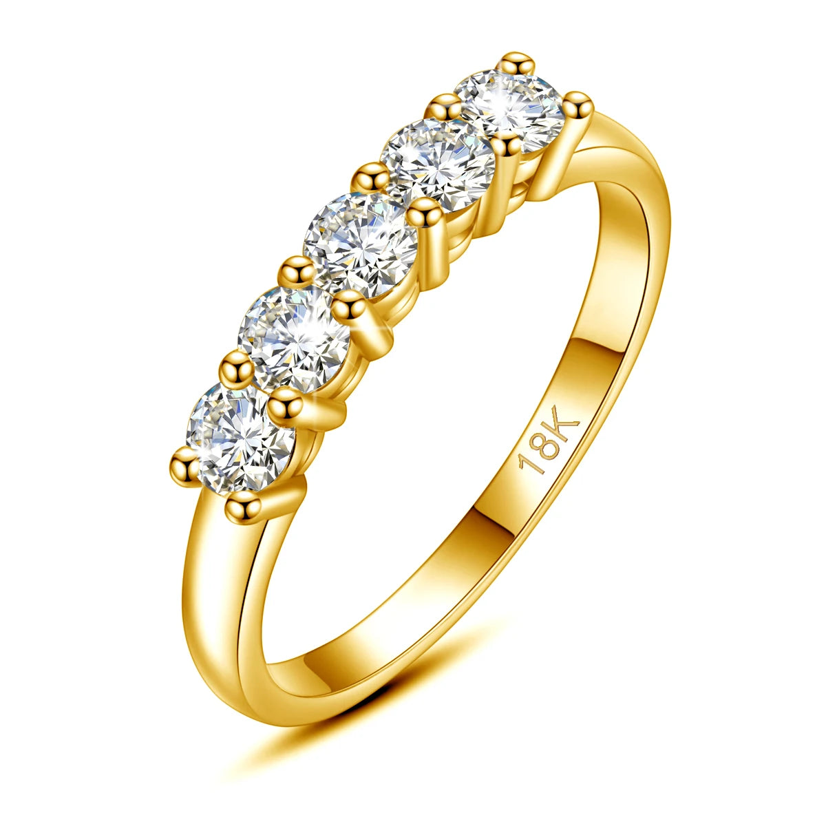 Com certficate original sólido 18k ouro moissanite anel para mulher 5 pedra au 750 jóias de luxo com carimbo presente de noivado tendência