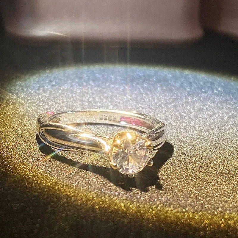 Anel Prata 925 com banho de ouro 18K Anel Prisma 925