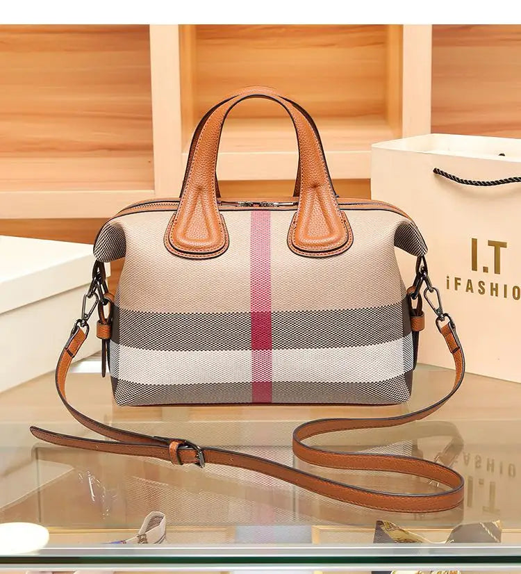 Bolsa de Ombro Feminina Xadrez, Bolsas Femininas Boston, Moda de Luxo, Messenger Bags, Designer de Marca, Bolsas Crossbody Portáteis, 2023