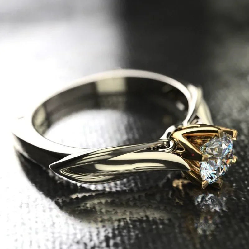 Anel Prata 925 com banho de ouro 18K Anel Prisma 925