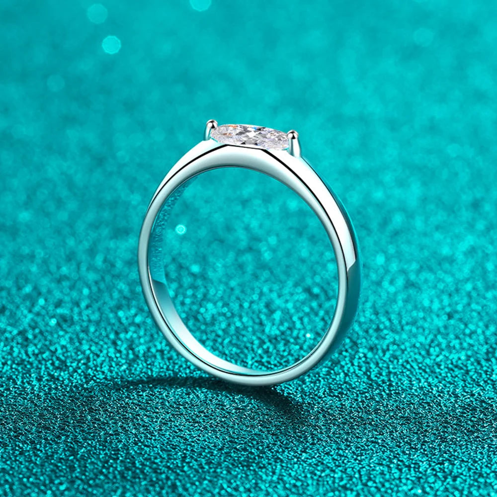 KNOBSPIN-Anéis Moissanite para Mulheres, banhado a prata 925 esterlina, ouro branco 18k, anel de casamento 4x8mm, cor D, corte marquise, anel de noivado