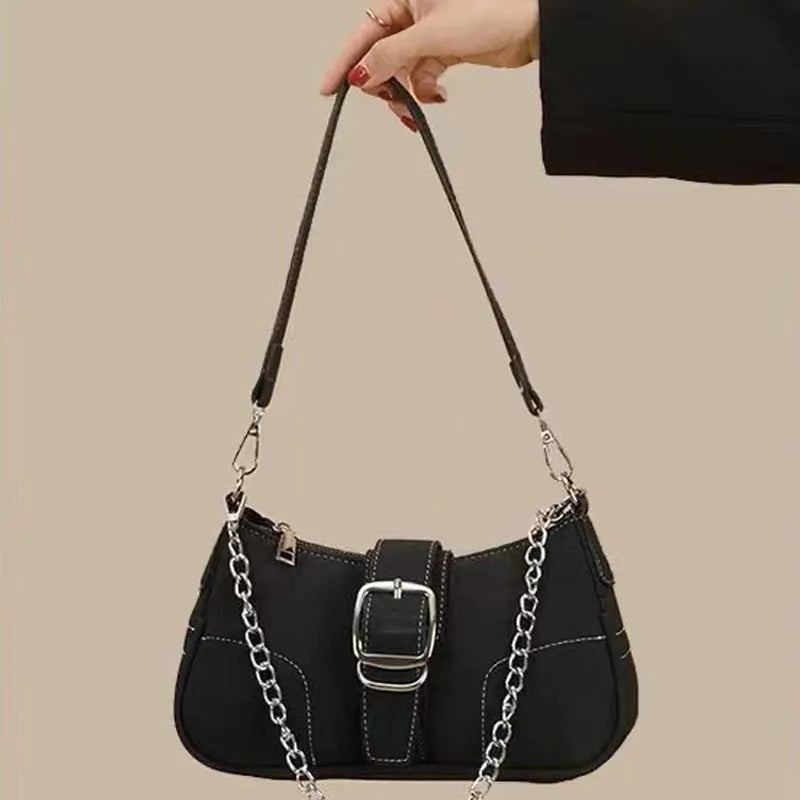 Bolsa retrô fosca nas axilas, nova bolsa baguete minimalista feminina, bolsa pequena crossbody de ombro único elegante e versátil