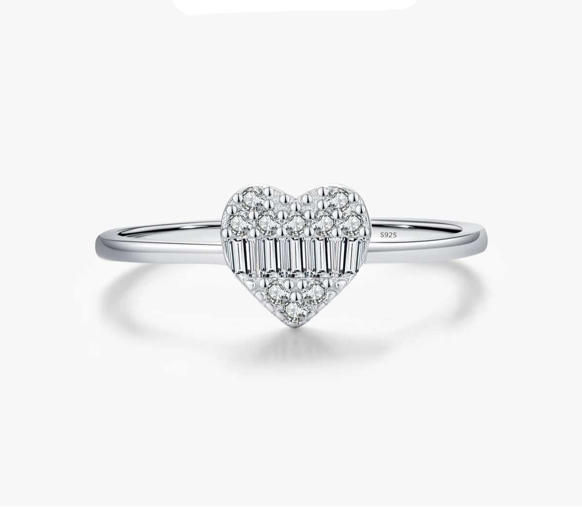 Modian 925 prata esterlina simples clássico coração amor deslumbrante zircônia anel para casamento feminino platinado jóias finas presentes