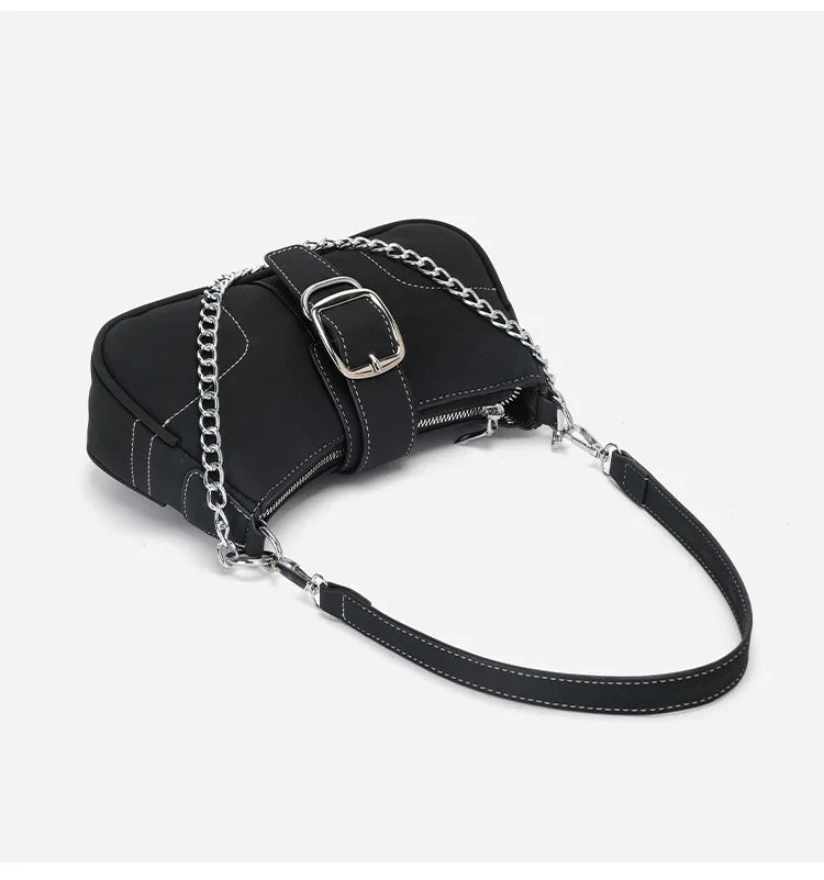 Bolsa retrô fosca nas axilas, nova bolsa baguete minimalista feminina, bolsa pequena crossbody de ombro único elegante e versátil