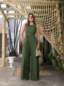 Macacão Longo Alça Larga Faixa Para Amarração