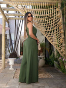 Macacão Longo Alça Larga Faixa Para Amarração