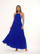 Vestido Longo Liso Decote nas Costas