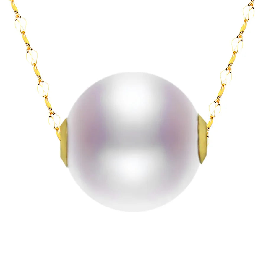 NYMPH-Colar Pingente de Ouro Amarelo Puro 18K para Mulheres, Jóias Pérolas Finas, Água Doce AU750 Natural, Presente de Festa, 8-11mm
