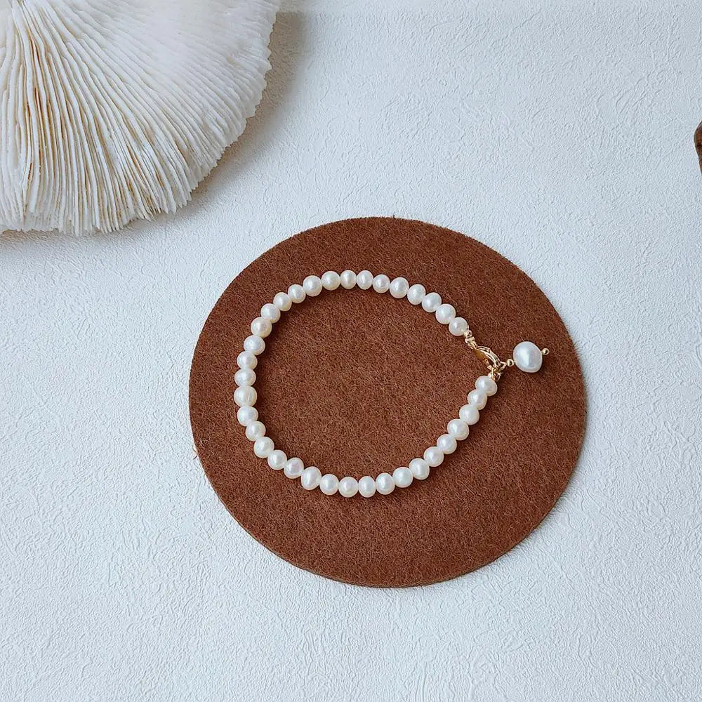 14k Gold Filled Natural Freshwater Pearl Bracelet para senhoras, Alta Qualidade Jóias, Promoção, Namorada Presente de Aniversário