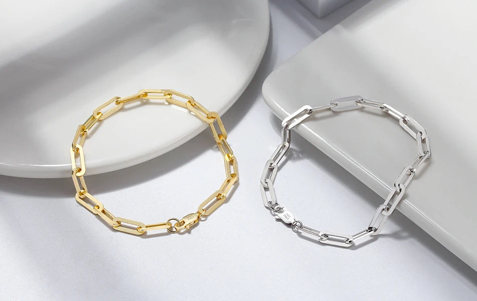 Orsa jóias 14k banhado a ouro 925 prata esterlina clipe de papel link corrente pulseiras para mulheres menina pulseira de prata jóias 2022 sb109