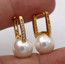 Brincos pendientes de ouro 18k genuínos harpa pearlstuds brincos de ferradura para mulheres presentes de casamento