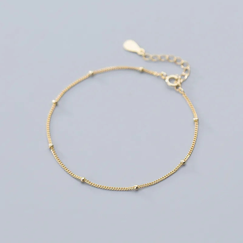 Wantme moda minimalista redondo grânulo link corrente charme pulseira & pulseira para mulheres genuíno 925 prata esterlina jóias presente 2020
