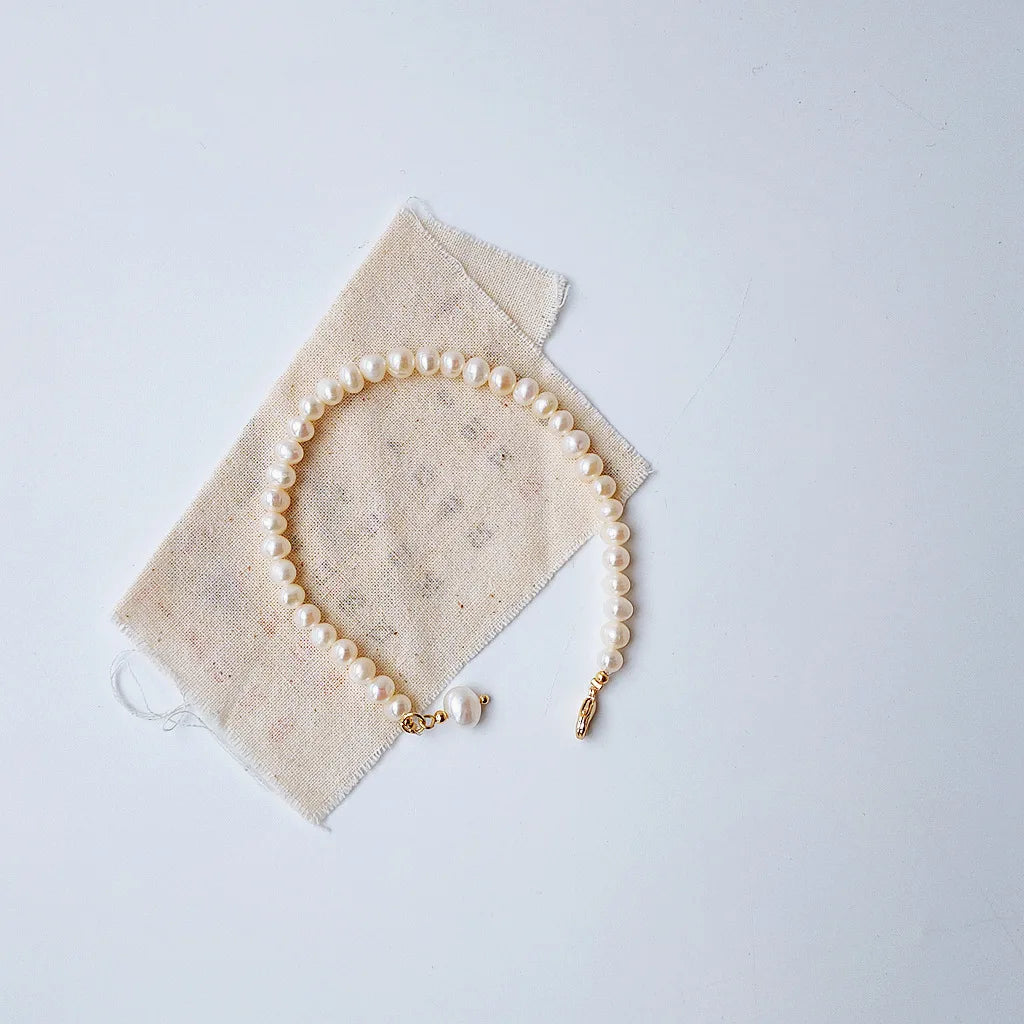 14k Gold Filled Natural Freshwater Pearl Bracelet para senhoras, Alta Qualidade Jóias, Promoção, Namorada Presente de Aniversário