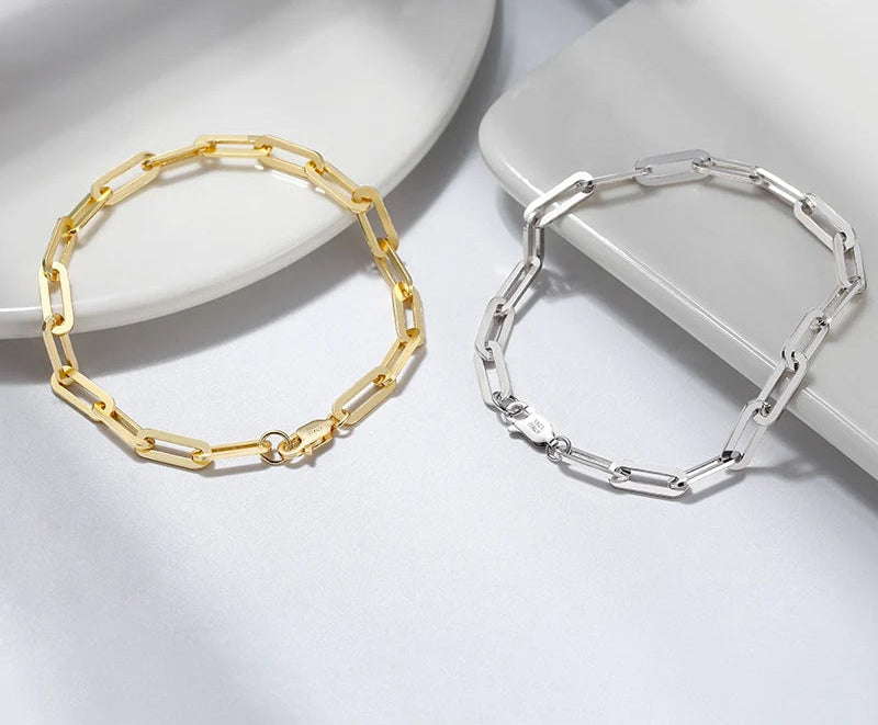 Orsa jóias 14k banhado a ouro 925 prata esterlina clipe de papel link corrente pulseiras para mulheres menina pulseira de prata jóias 2022 sb109