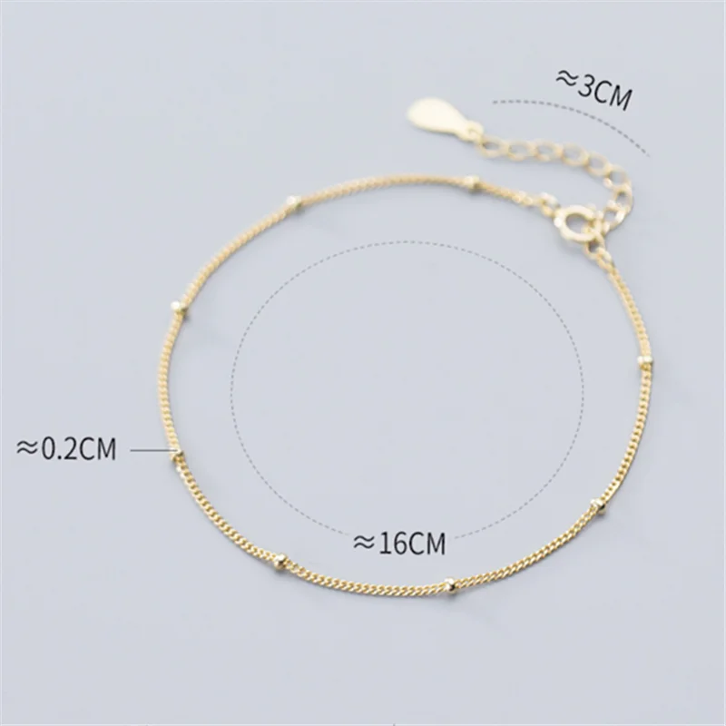 Wantme moda minimalista redondo grânulo link corrente charme pulseira & pulseira para mulheres genuíno 925 prata esterlina jóias presente 2020