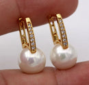 Brincos pendientes de ouro 18k genuínos harpa pearlstuds brincos de ferradura para mulheres presentes de casamento