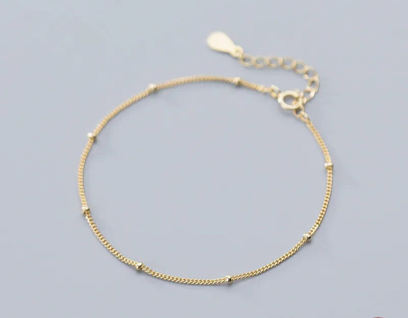 Wantme moda minimalista redondo grânulo link corrente charme pulseira & pulseira para mulheres genuíno 925 prata esterlina jóias presente 2020
