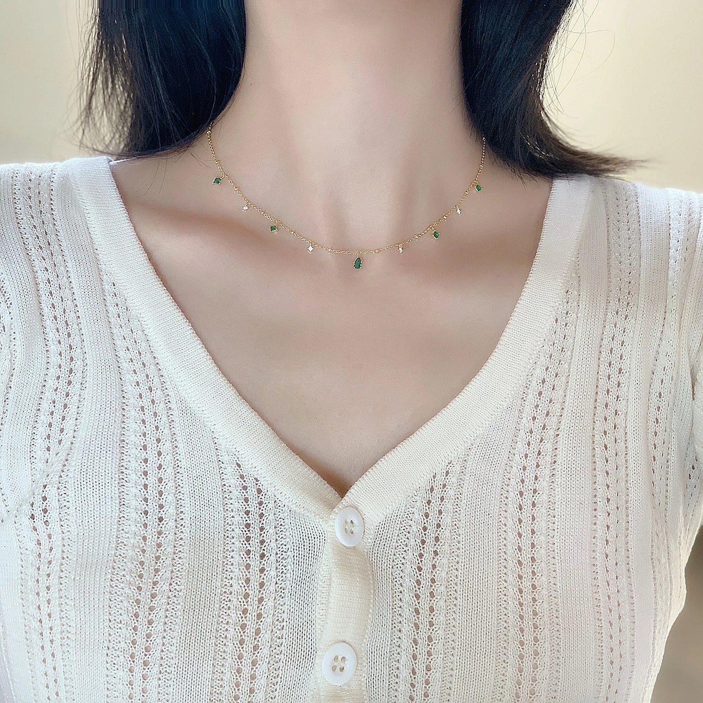 Pingente Esmeralda Para Mulheres, Real Colar De Ouro 14K, Jóias Promessa Lindo, Noivado De Casamento