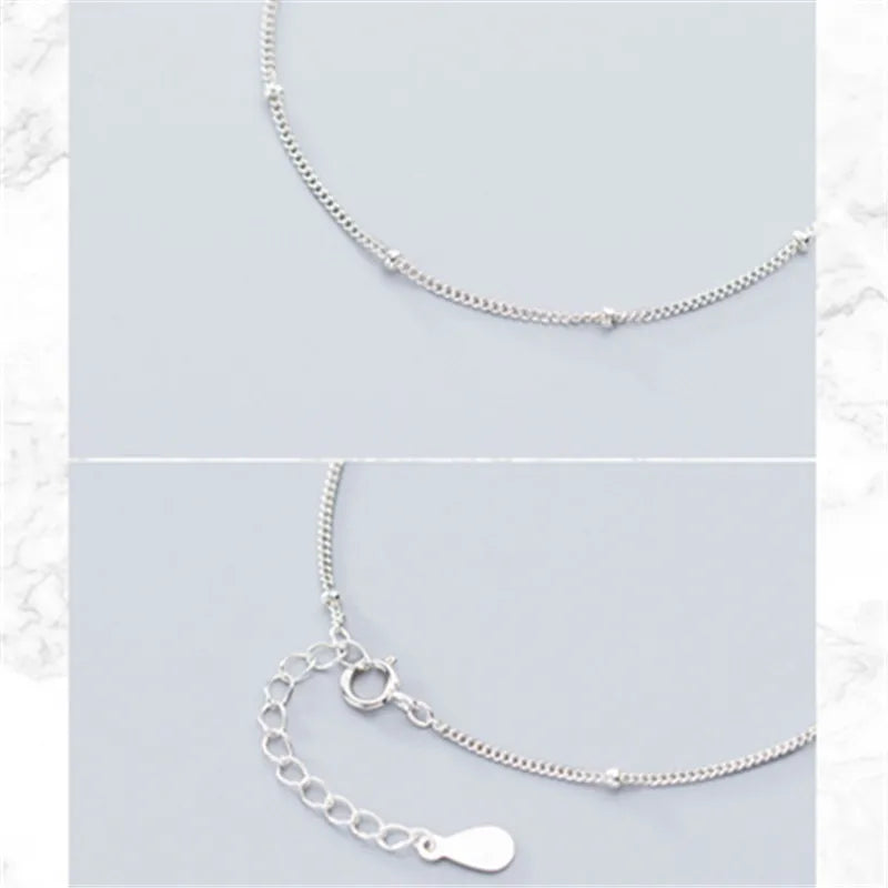 Wantme moda minimalista redondo grânulo link corrente charme pulseira & pulseira para mulheres genuíno 925 prata esterlina jóias presente 2020