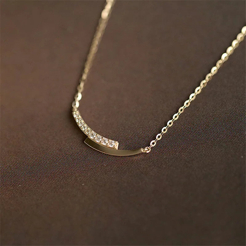 925 prata esterlina 14k chapeamento de ouro pavé cristal interseção pingente clavícula corrente colar feminino simples jóias acessórios
