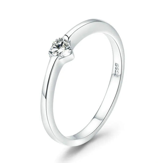 Bamoer simples clássico básico conjunto de anel de prata feminino 925 prata esterlina amor noivado jóias de casamento minimalista pequeno anel