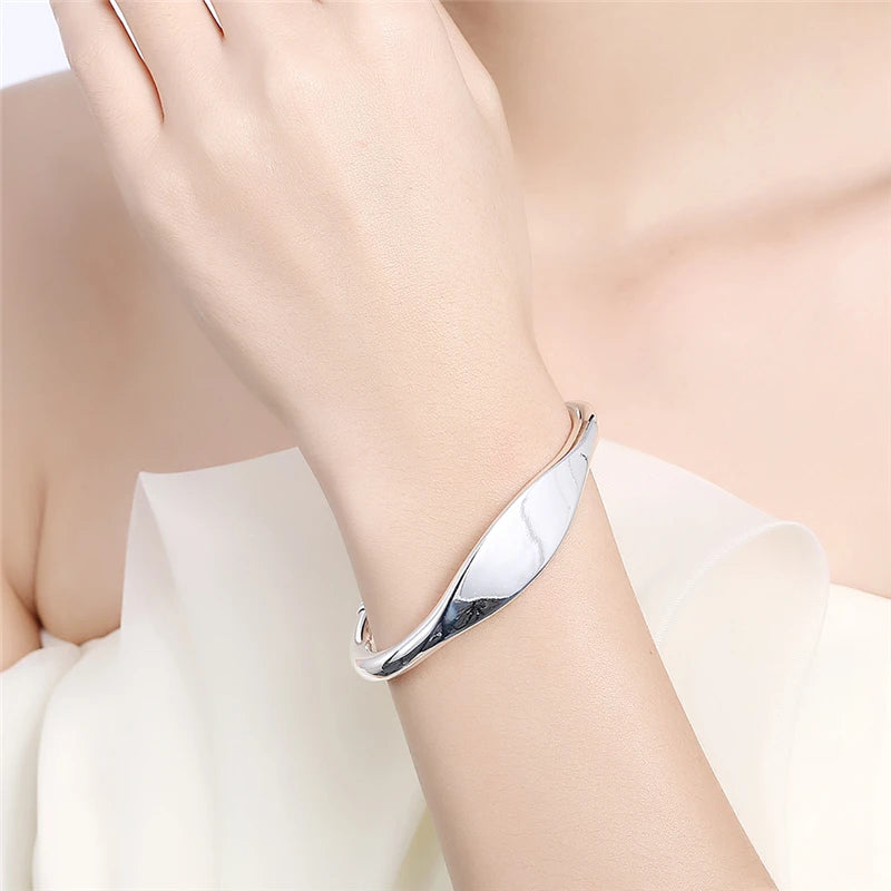 Doteffil 925 prata esterlina duplo grânulo manguito pulseira para mulher homem jóias de moda fina