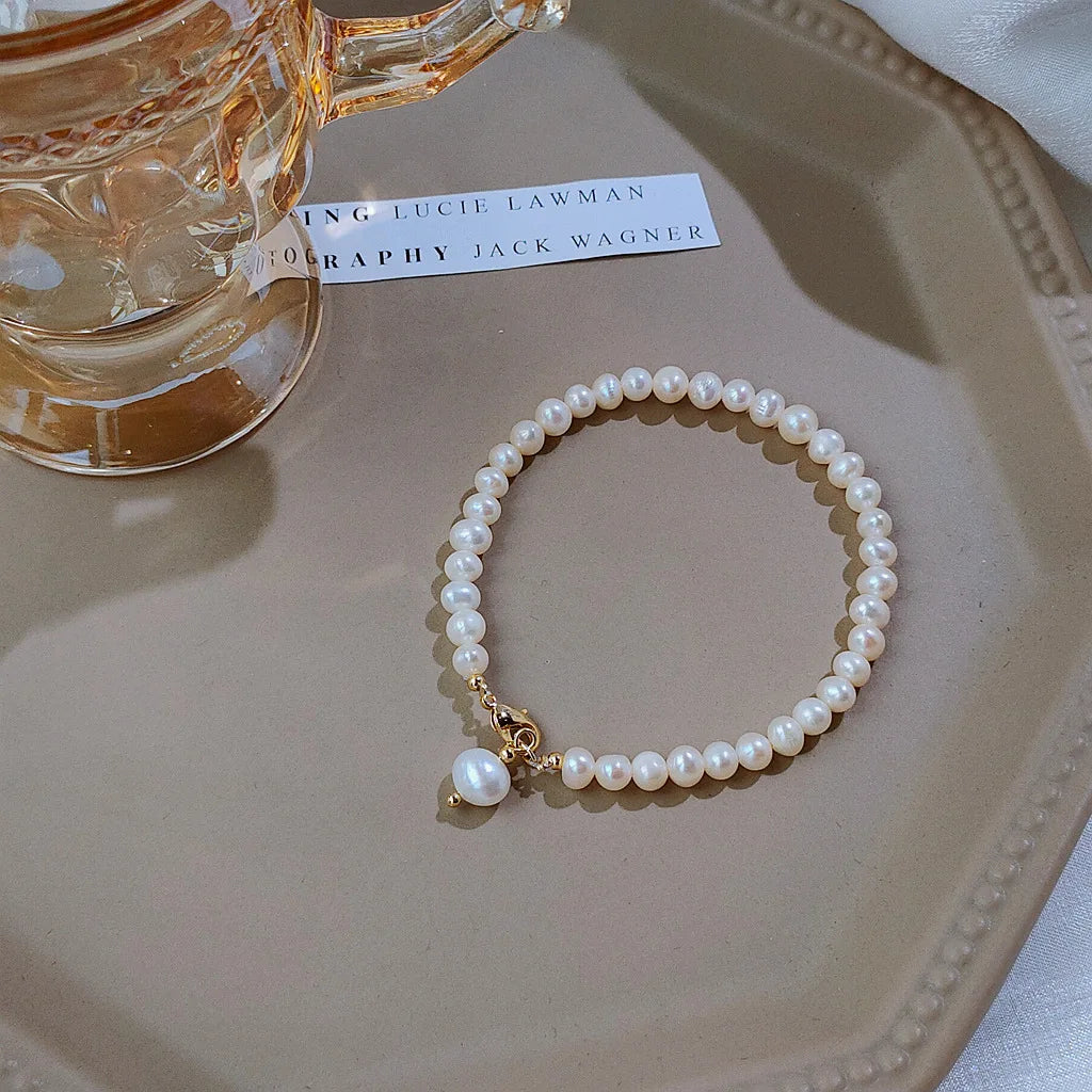 14k Gold Filled Natural Freshwater Pearl Bracelet para senhoras, Alta Qualidade Jóias, Promoção, Namorada Presente de Aniversário