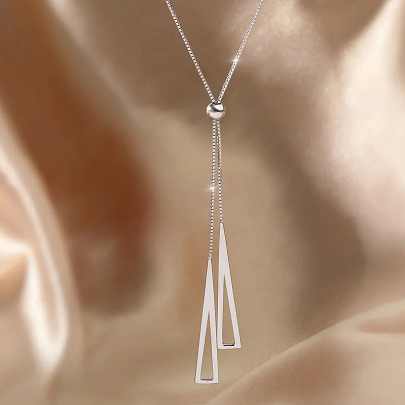 Novo 925 prata esterlina triângulo geométrico colar para mulheres ajustável clavícula corrente camisola corda corrente jóias presentes