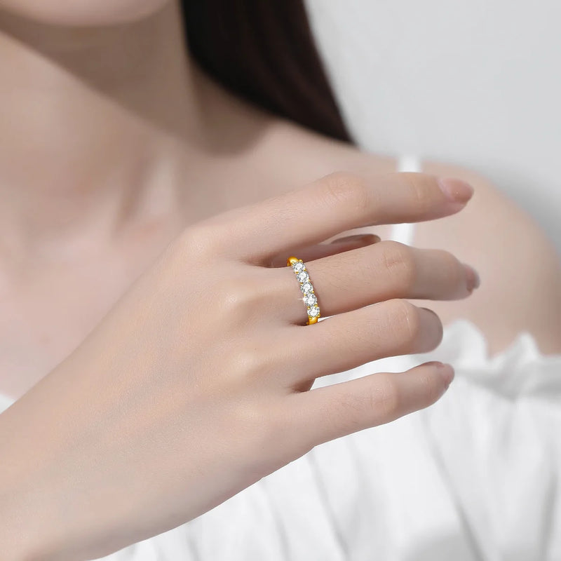 Com certficate original sólido 18k ouro moissanite anel para mulher 5 pedra au 750 jóias de luxo com carimbo presente de noivado tendência