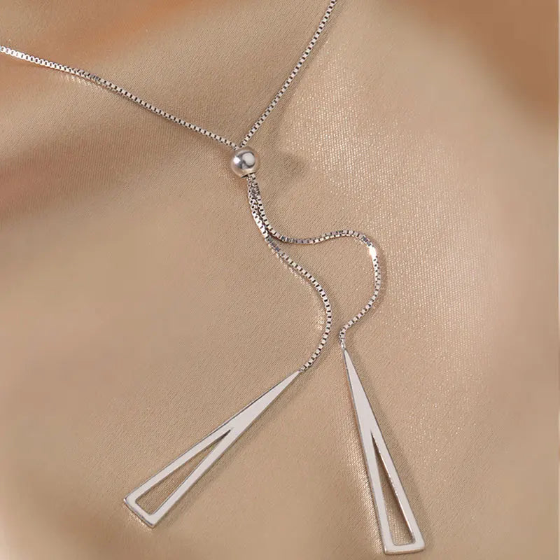 Novo 925 prata esterlina triângulo geométrico colar para mulheres ajustável clavícula corrente camisola corda corrente jóias presentes