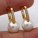 Brincos pendientes de ouro 18k genuínos harpa pearlstuds brincos de ferradura para mulheres presentes de casamento