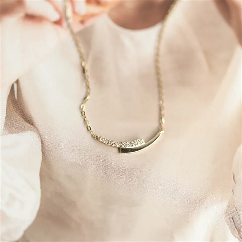 925 prata esterlina 14k chapeamento de ouro pavé cristal interseção pingente clavícula corrente colar feminino simples jóias acessórios