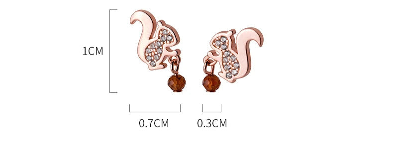 Brincos Modian-Squirrel para mulheres, prata esterlina 925, design original, cor ouro rosa, moda fofa, 100%