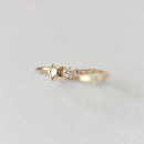 Anel de prata esterlina feminino, anel clássico simples com strass de estrela, joia de festa chamativa para a namorada, presente, 925