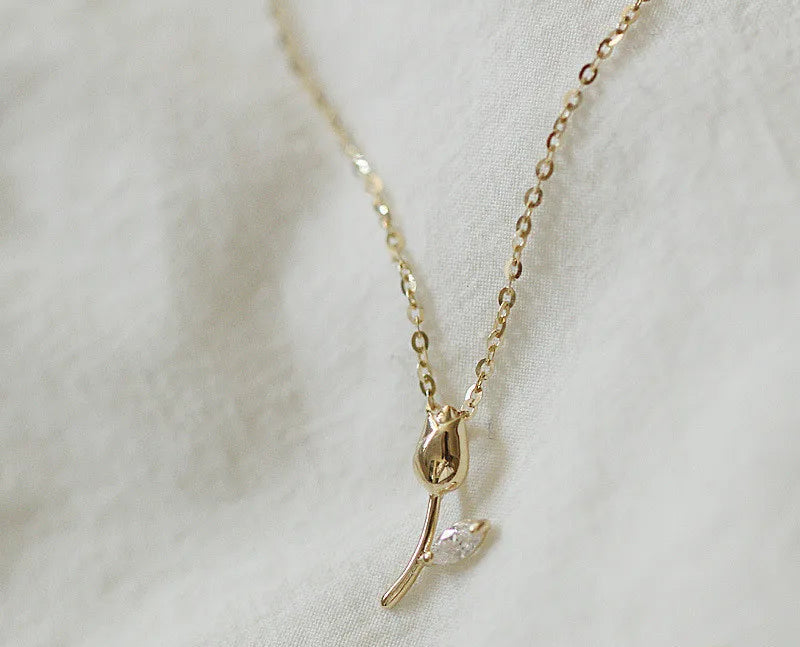 925 prata esterlina chapeamento 14k ouro simples flor pingente clavícula corrente colar feminino romântico doce noivado jóias presente