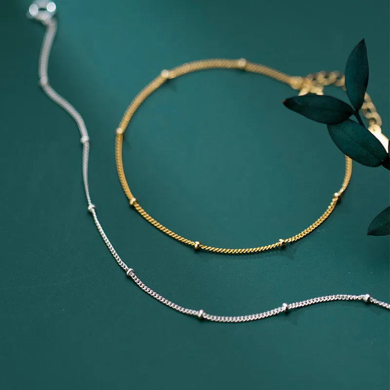 Wantme moda minimalista redondo grânulo link corrente charme pulseira & pulseira para mulheres genuíno 925 prata esterlina jóias presente 2020