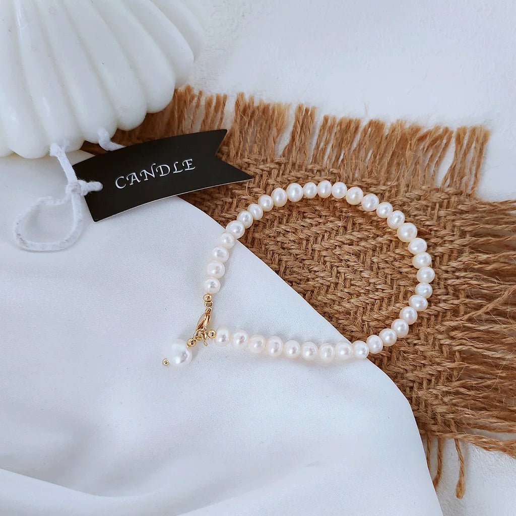 14k Gold Filled Natural Freshwater Pearl Bracelet para senhoras, Alta Qualidade Jóias, Promoção, Namorada Presente de Aniversário