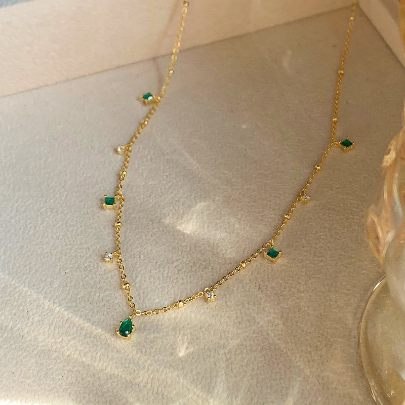 Pingente Esmeralda Para Mulheres, Real Colar De Ouro 14K, Jóias Promessa Lindo, Noivado De Casamento