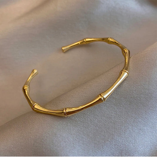 Aço inoxidável cor de ouro bambu conjunta pulseiras 2023 tendência pulseira para mulheres masculino festa romântica presente moda jóias